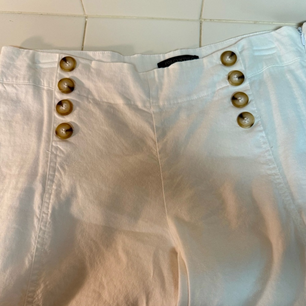 Exceptional Condition FOR CYNTHIA White Linen Blend Pants Size M